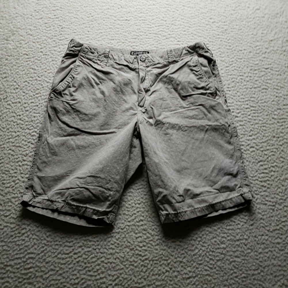 Express Shorts Mens 30 Gray 100% Cotton Polka Dot Chino 10 Inseam Casual Summer